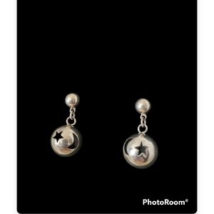 Sterling Silver Moon and Stars Earrings Handcrafted
